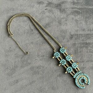 Turquoise and Gold Statement Necklace